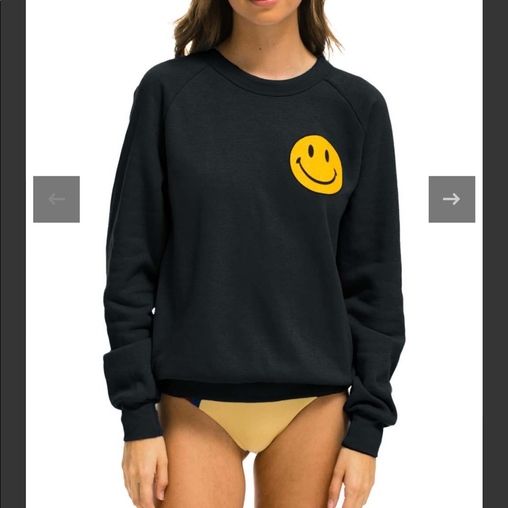 Aviator Nation Smiley 2 crew Sweatshirt Size SMALL NWT!